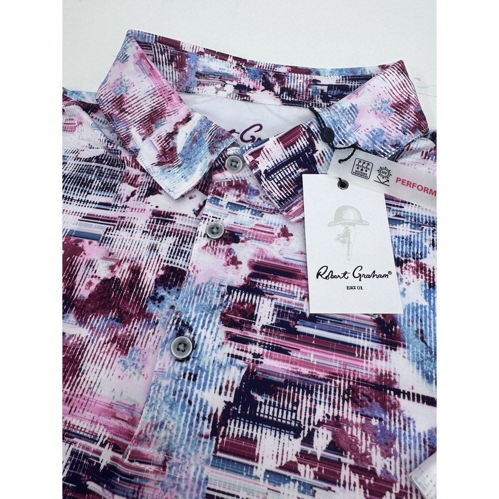 NWT Robert Graham Luckett Abstract Geometric‎ Performance Golf Polo Shirt 2XL